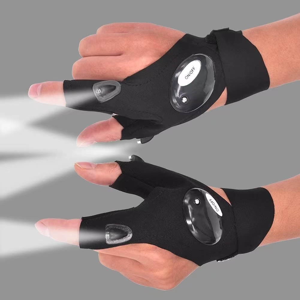 Spearfishing Glove - 指なしグローブ LED 懐中電灯防水トーチ釣りキャンプハイキングサバイバル安全マルチライトナイトツールアウトドアツール