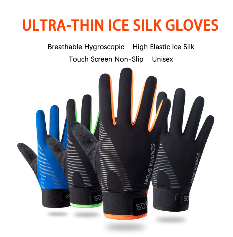 Spearfishing Glove - 薄い手袋アイスシルク夏の日焼け止め通気性運動サイクリング女性運転釣りノンスリップタッチスクリーン男性手袋
