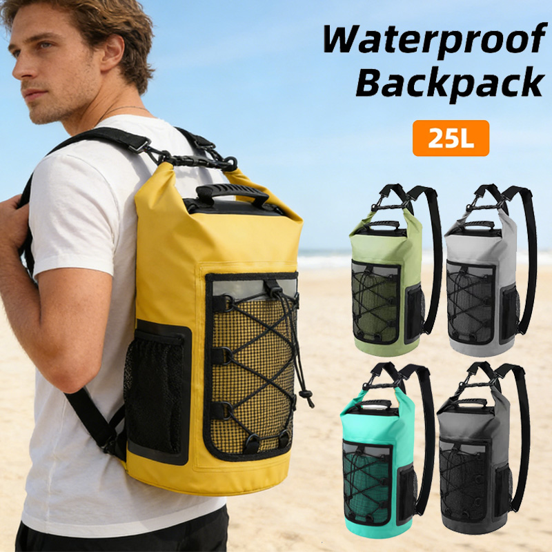 Dry Bag Roll Top - 25L 防水バックパック水泳ビーチドライバッグアウトドアウォータースポーツラフティングボートロールトップバッグカヤックハンドバッグキャンプバッグ