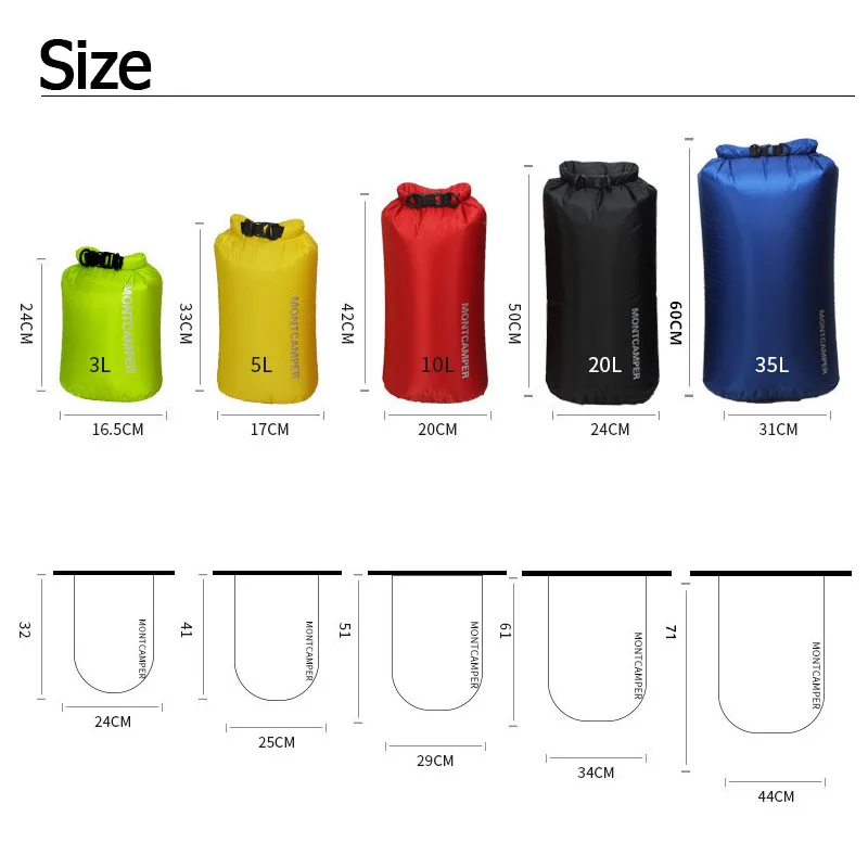 超軽量ドライサック 3/5/10/20/35L 漂流水泳軽量 - Dry Bag Roll Top のレビューと価格